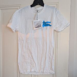 RARE Sz S Basquiat White T-Shirt with Blue Accent